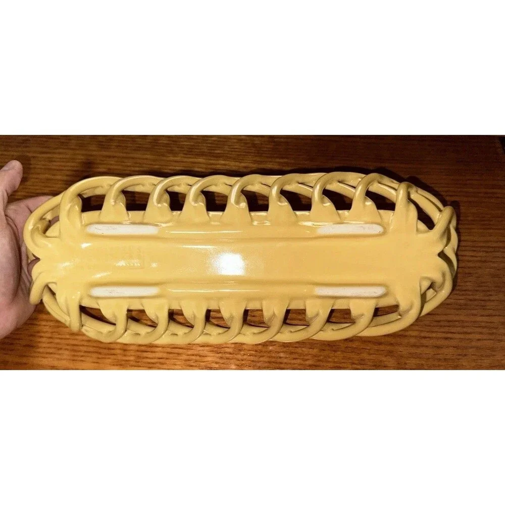 Eucalyptus Stoneware Open Weave Bread Basket 15 1/2